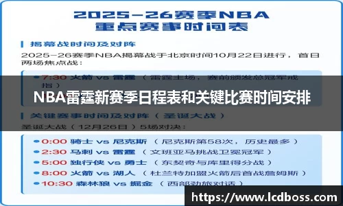 NBA雷霆新赛季日程表和关键比赛时间安排